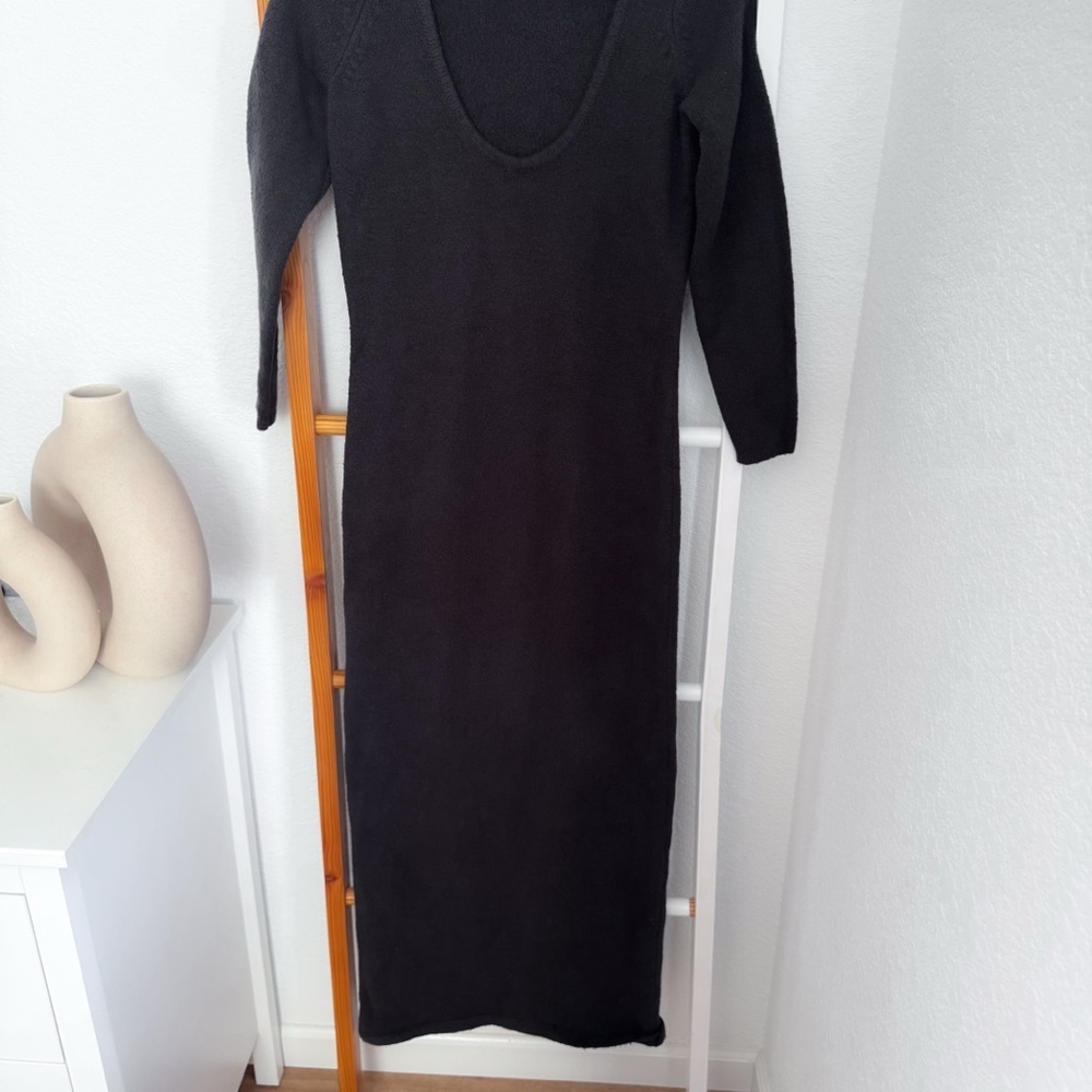 AYR Organic Cotton Long Midi Sweater Dress Dark Gray - Picture 3 of 11